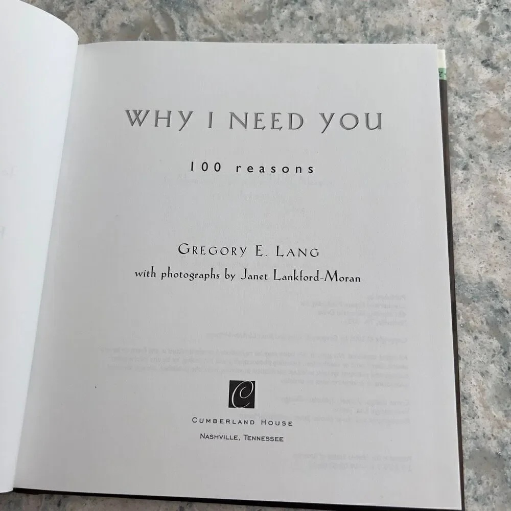 Why I Need You by Gregory Lang- hardcover